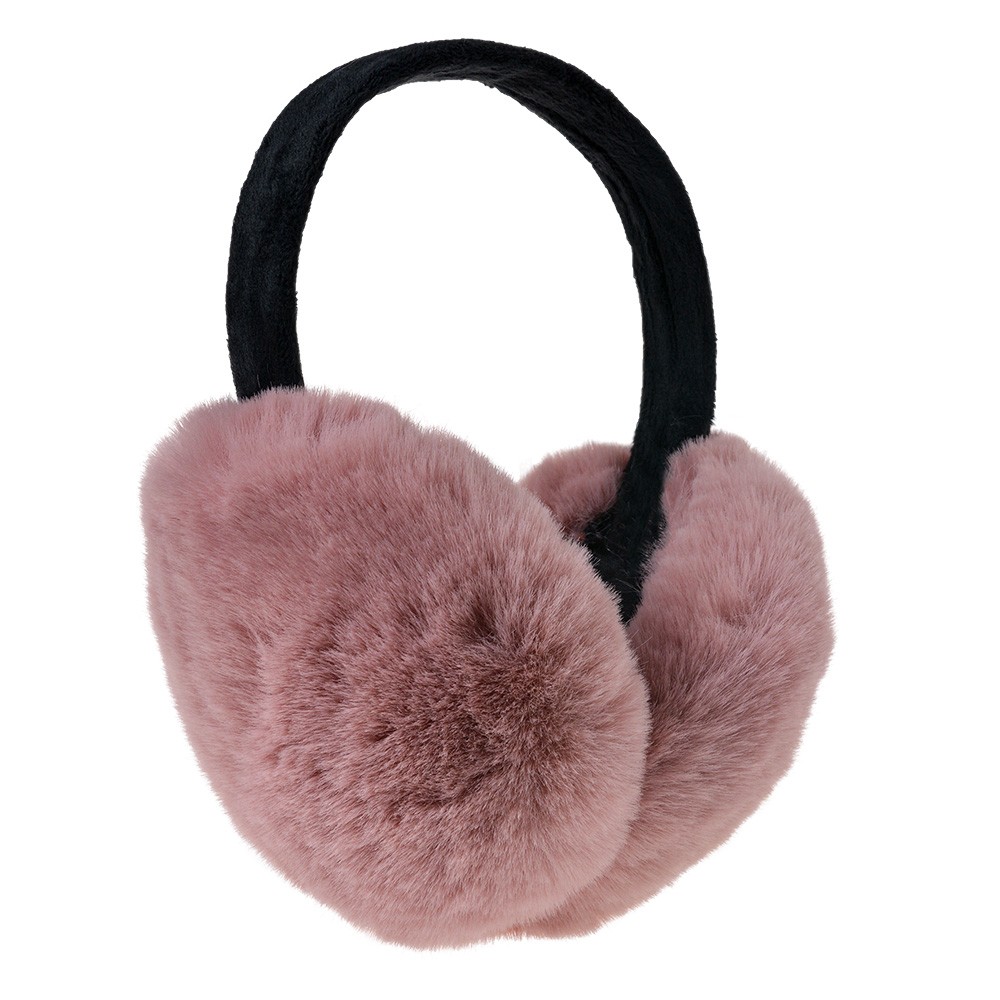 Tmavě růžové skládací chlupaté klapky na uši - Ø 14cm - one size Clayre & Eef