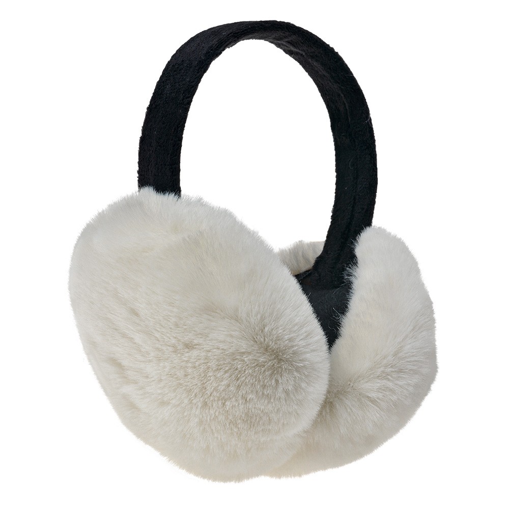 Bílé skládací chlupaté klapky na uši - Ø 14cm - one size Clayre & Eef