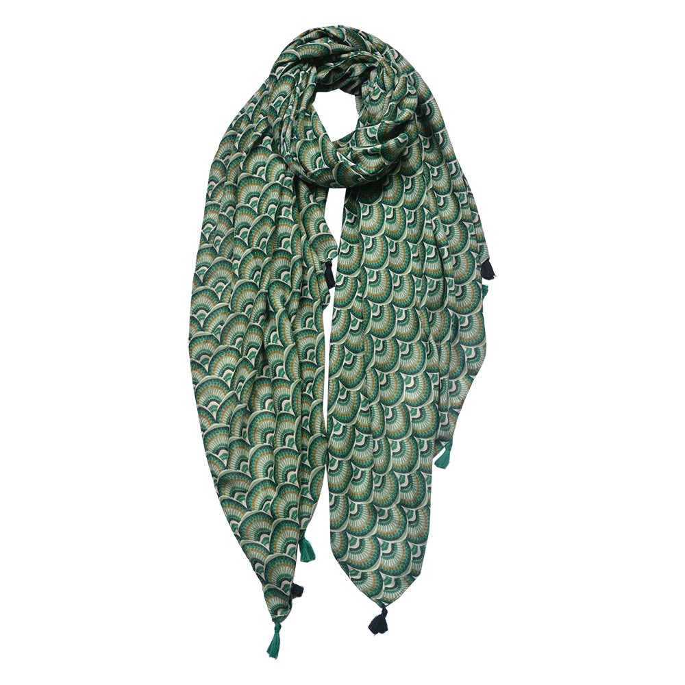 Zelený šátek Green Lady - 90*180 cm Clayre & Eef
