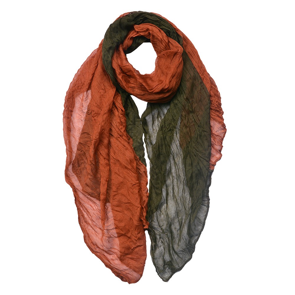 Zeleno-hnědý dámský šátek - 90*180 cm Clayre & Eef