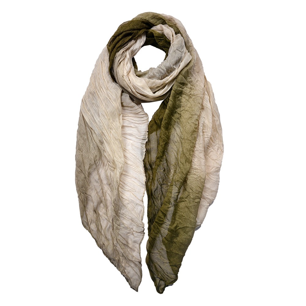 Zeleno-béžový dámský šátek - 90*180 cm Clayre & Eef