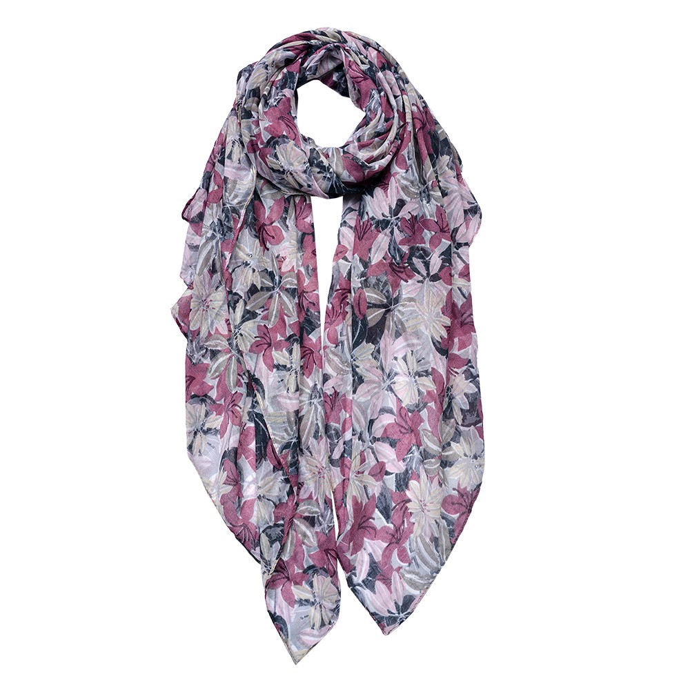 Barevný dámský šátek s květy - 90*180 cm Clayre & Eef