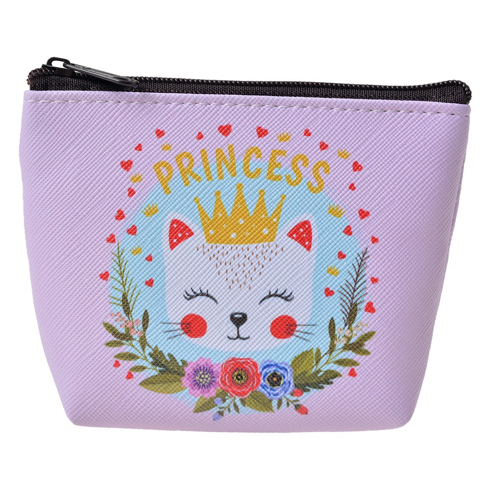 Růžová peněženka / taštička s kočičkou Princess - 10*8cm Clayre & Eef