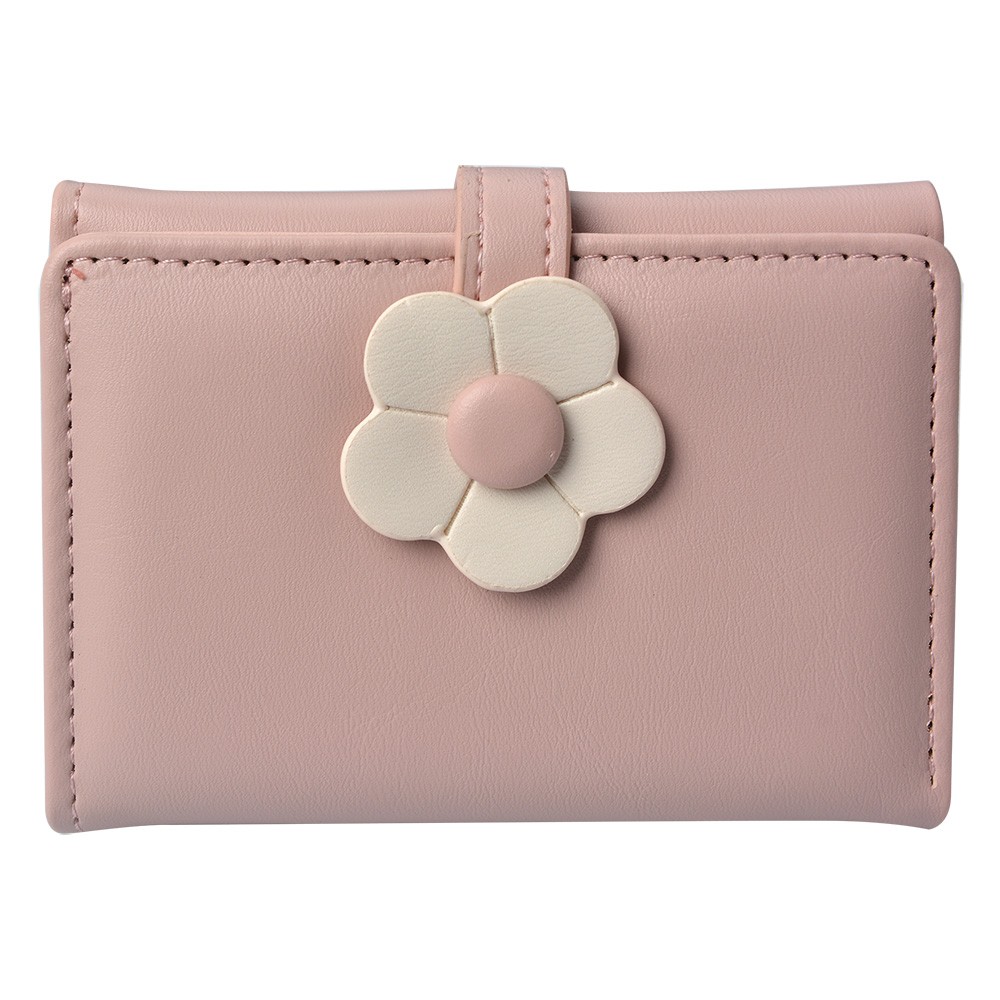 Lososově růžová peněženka s béžovou kytičkou - 10*8 cm Clayre & Eef