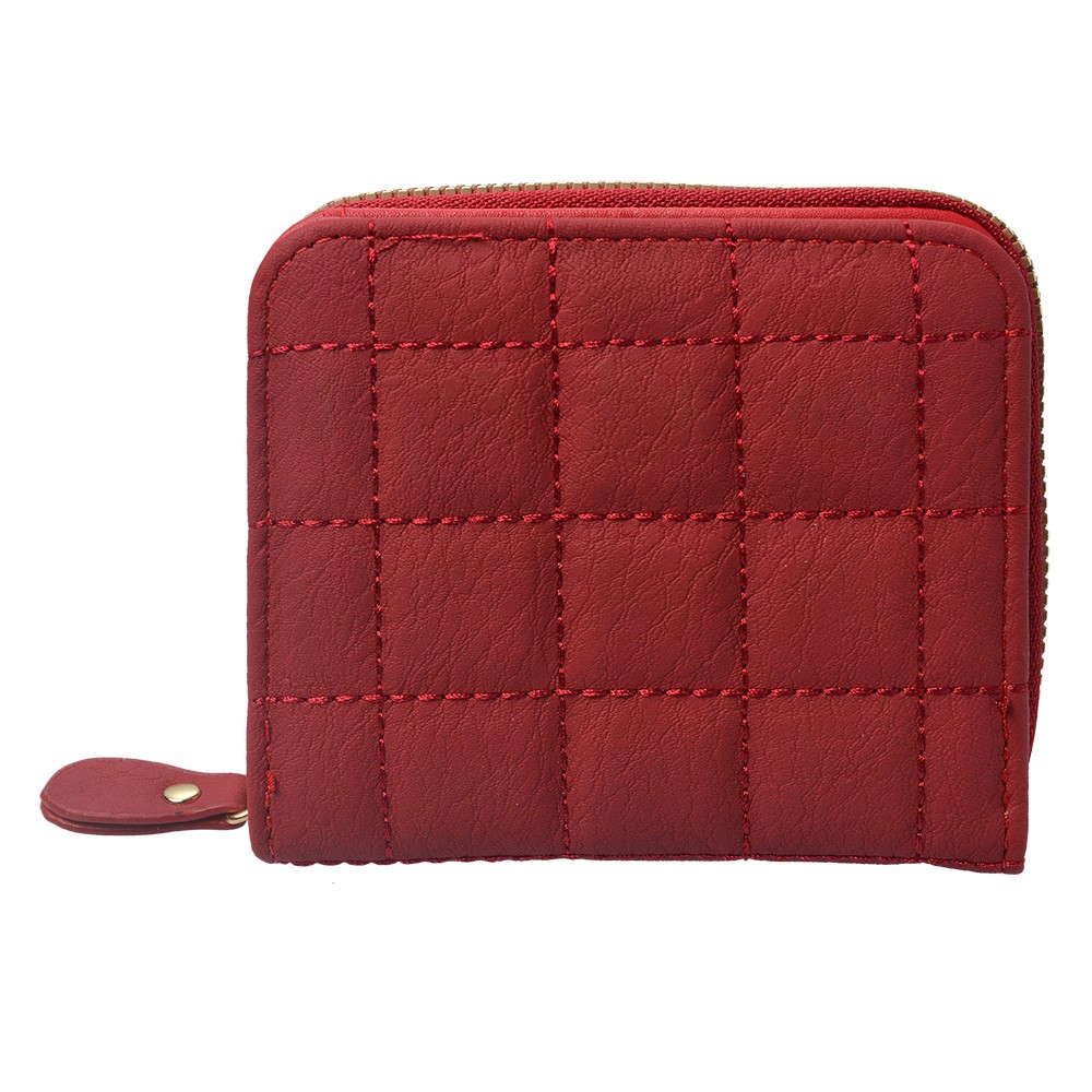Malá červená peněženka se zipem - 11*10 cm Clayre & Eef
