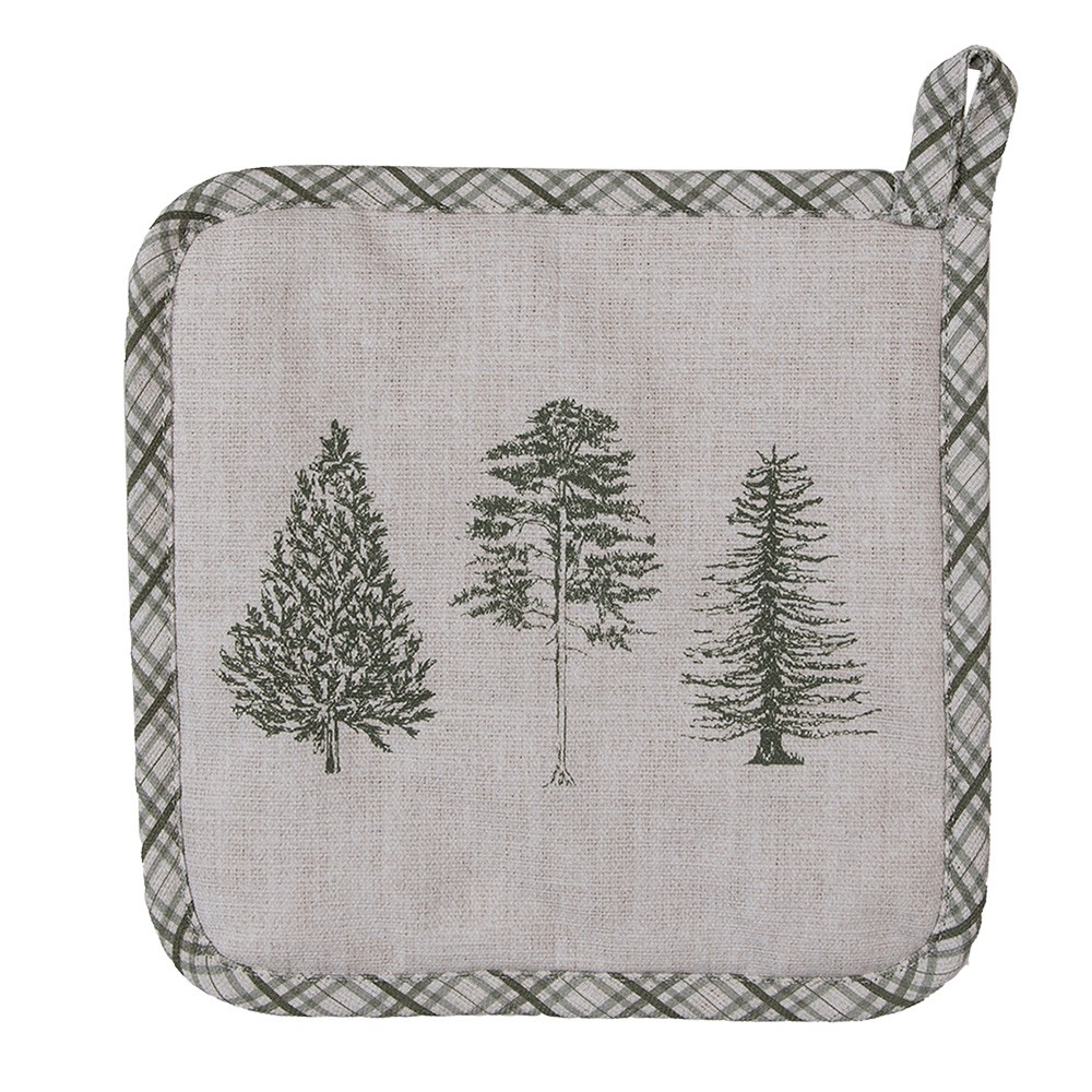 Béžová bavlněná chňapka - podložka se stromky Natural Pine Trees - 20*20 cm Clayre & Eef