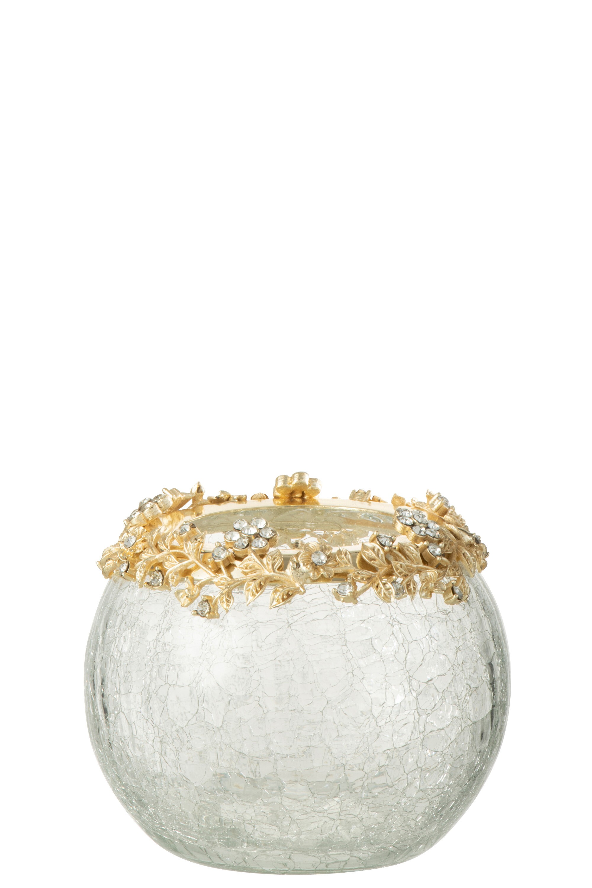 Trasnparentní svicen na čajovou svíčku se zdobením a kamínky Volve M - Ø  10*10cm J-Line by Jolipa
