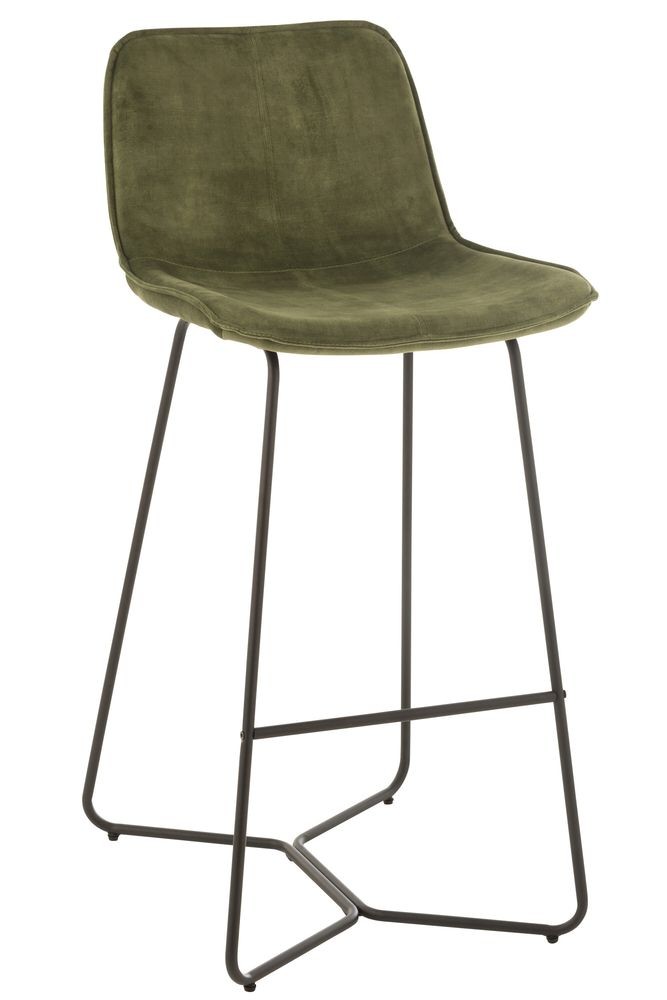 Zelená sametová barová stolička Barchair Isabel Green - 57*48*103cm J-Line by Jolipa