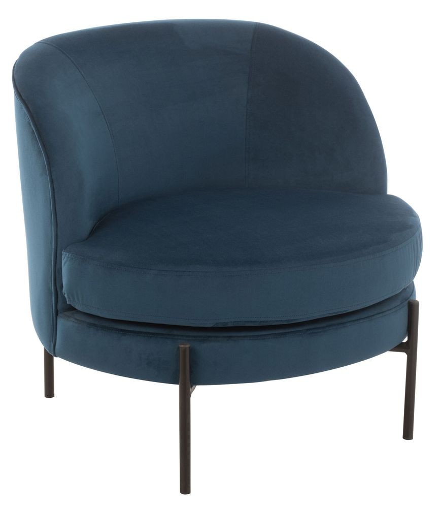 Modré sametové kulaté křeslo Lounge chair Jammy Blue - 71*67*66cm J-Line by Jolipa