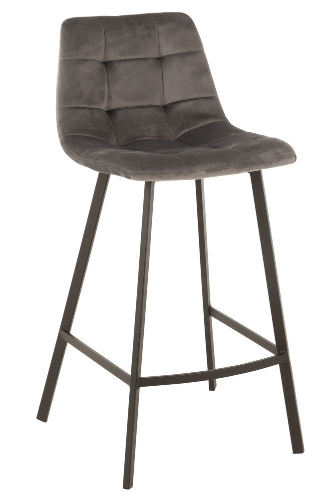 Šedá sametová barová židle Barstool Morgan Grey - 47*43*95cm J-Line by Jolipa
