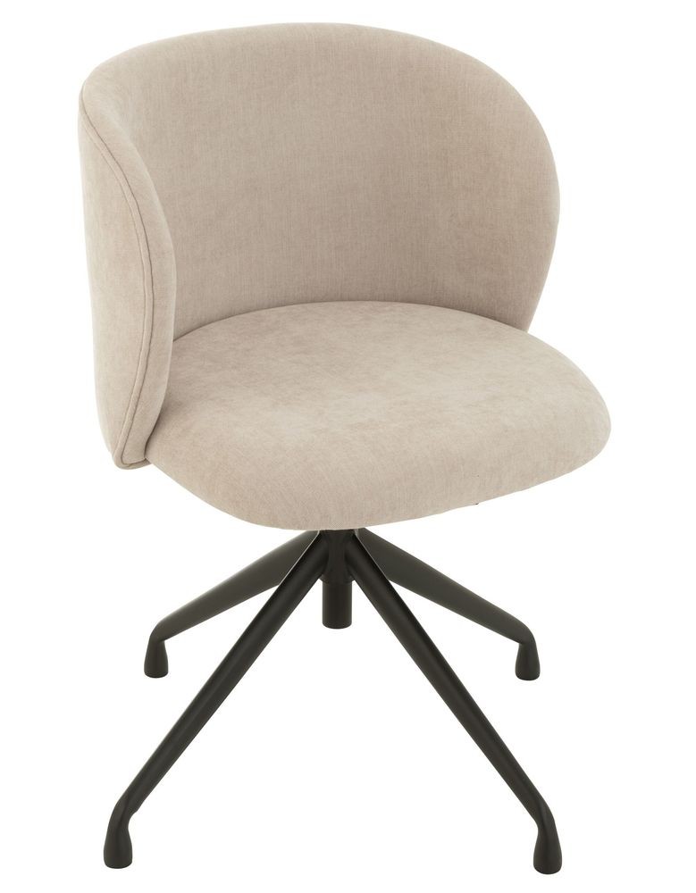 Béžová sametová jídelní točící židle Chair Turn Beige - 56*48*77cm J-Line by Jolipa