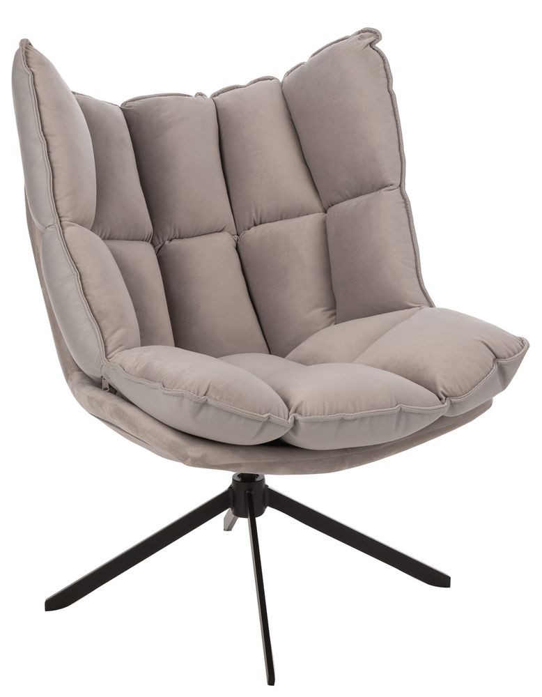 Šedé sametové relaxační křeslo Chair Relax Bubby Grey - 78*73*92cm J-Line by Jolipa