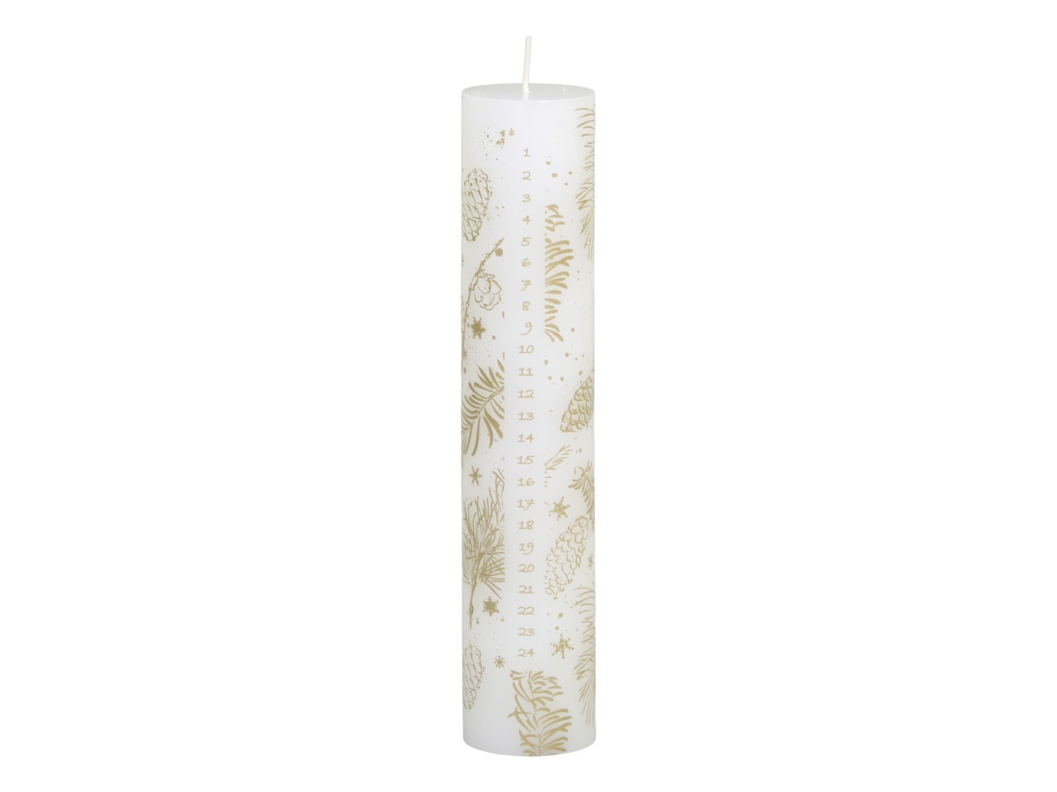 Bílo-zlatá adventní svíčka s čísly 1-24 Advent Candle - Ø 5*25cm / 60h Chic Antique