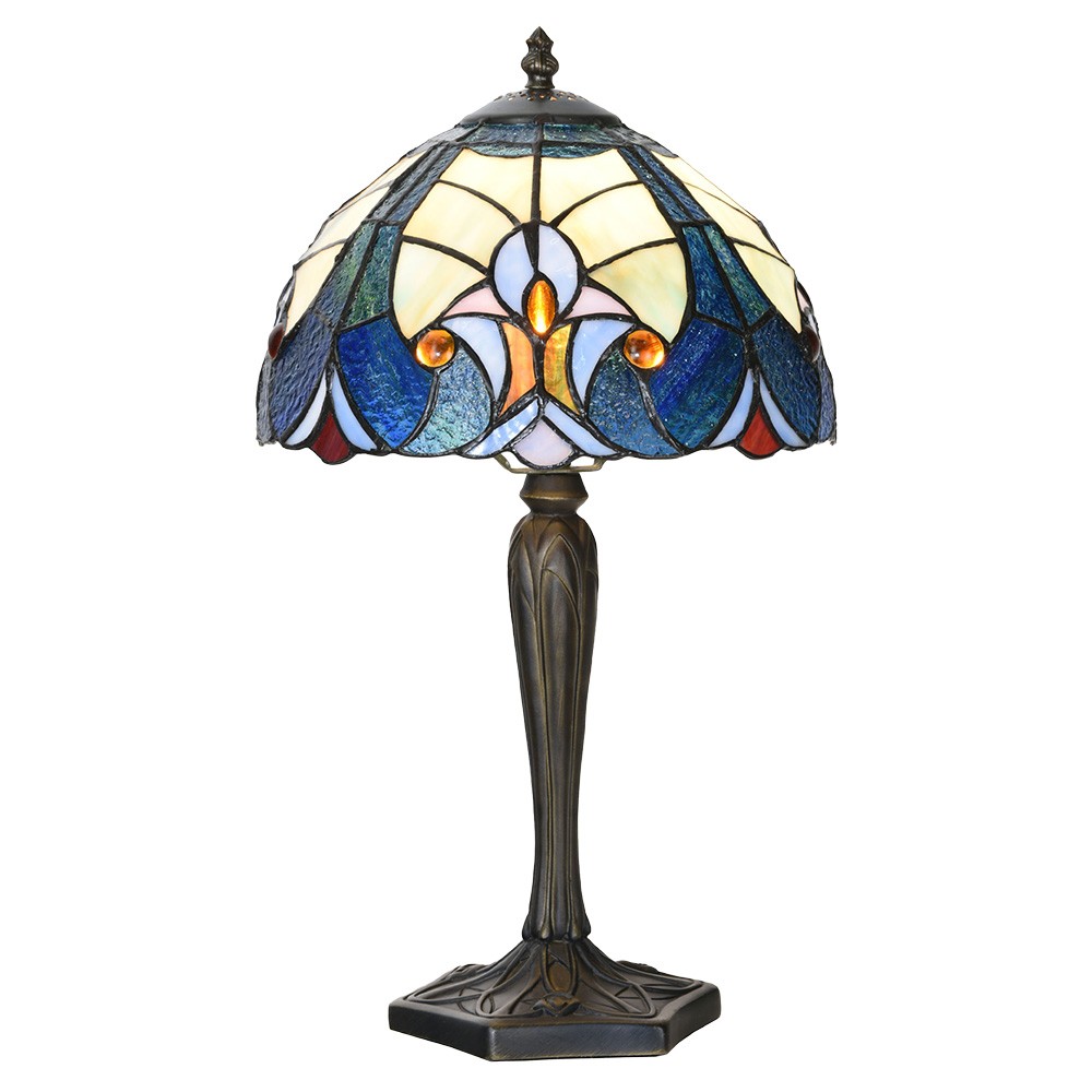 Modrá stolní Tiffany lampa Hilla - Ø 25*40 cm E14/max 1*40W Clayre & Eef