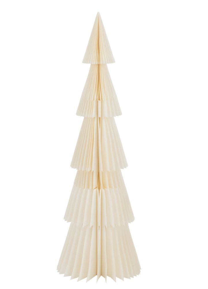 Papírová krémová skládací vánoční dekorace strom - Ø 40*122cm J-Line by Jolipa