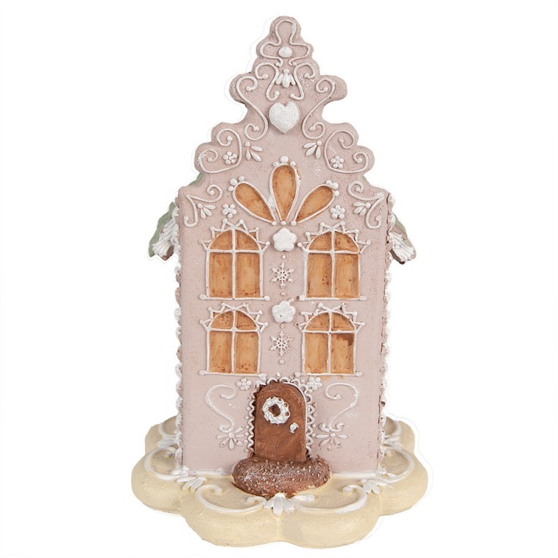 Růžová perníková chaloupka Gingerbread House - 13*13*20 cm Clayre & Eef