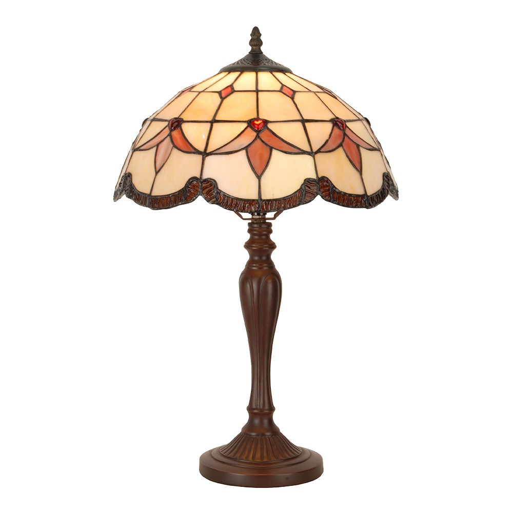 Béžovo-hnědá stolní lampa Tiffany Tralle - Ø 35*53 cm E14/max 2*40W Clayre & Eef