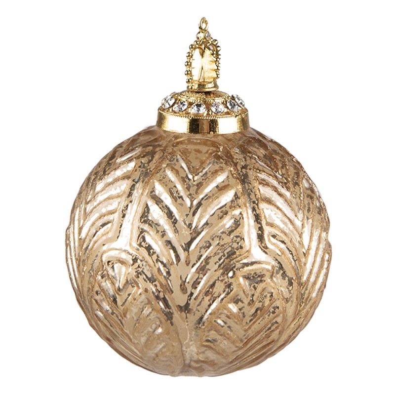 Zlatá skleněná vánoční ozdoba koule - Ø 7*9 cm Clayre & Eef