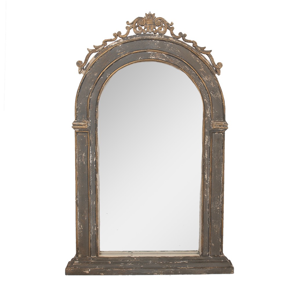 Šedé dřevěné nástěnné antik zrcadlo s patinou - 73*7*115 cm Clayre & Eef