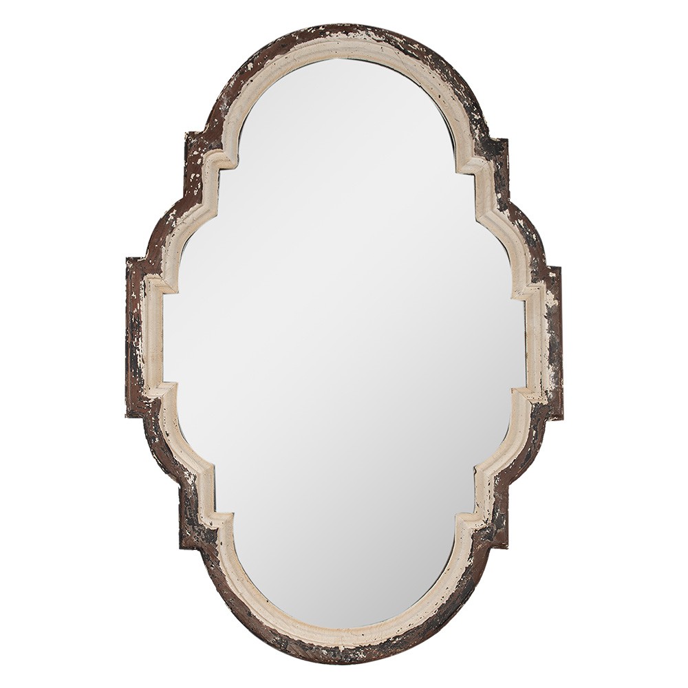 Béžovohnědé antik nástěnné zrcadlo s odřením Jilly - 63*4*91 cm Clayre & Eef
