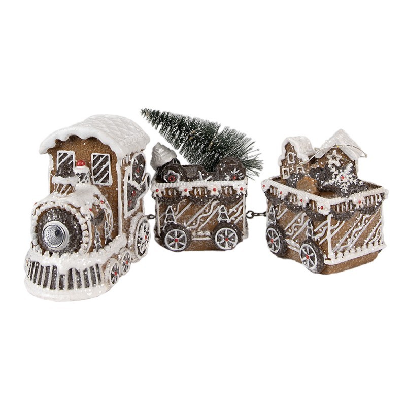 Vánoční perníkový vláček s Led světýlky Gingerbread Train - 18*18*16cm/ 3*AA Clayre & Eef