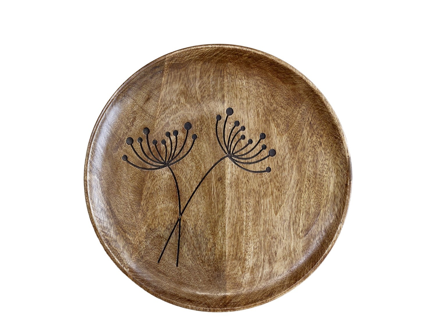 Servírovací talíř z mangového dřeva s květinou Tours Angeliqué - Ø 30cm Chic Antique