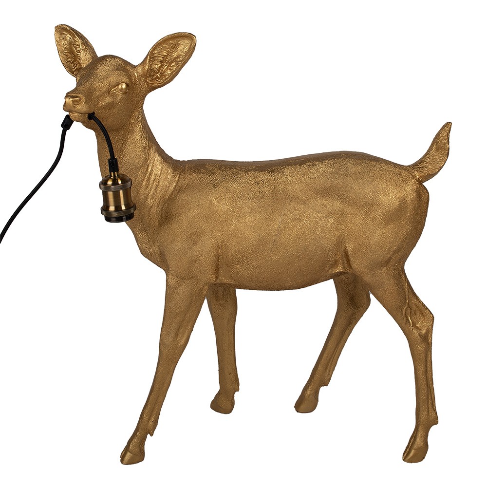 Zlatá stojací lampa ve tvaru srnky Deer - 62*29*70 cm E27/max 1*40W Clayre & Eef