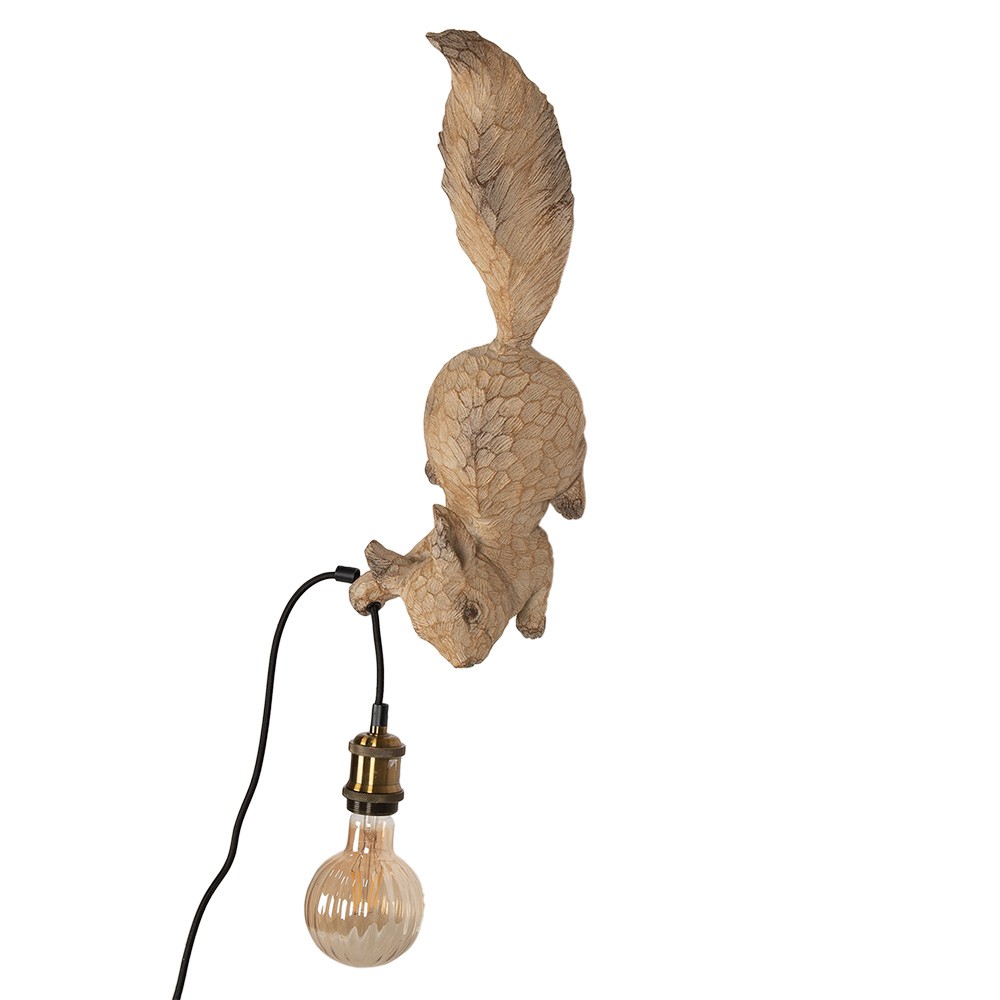 Hnědá nástěnná lampa ve tvaru veverky Squirrel - 12*15*48 cm E27/max 1*40W Clayre & Eef