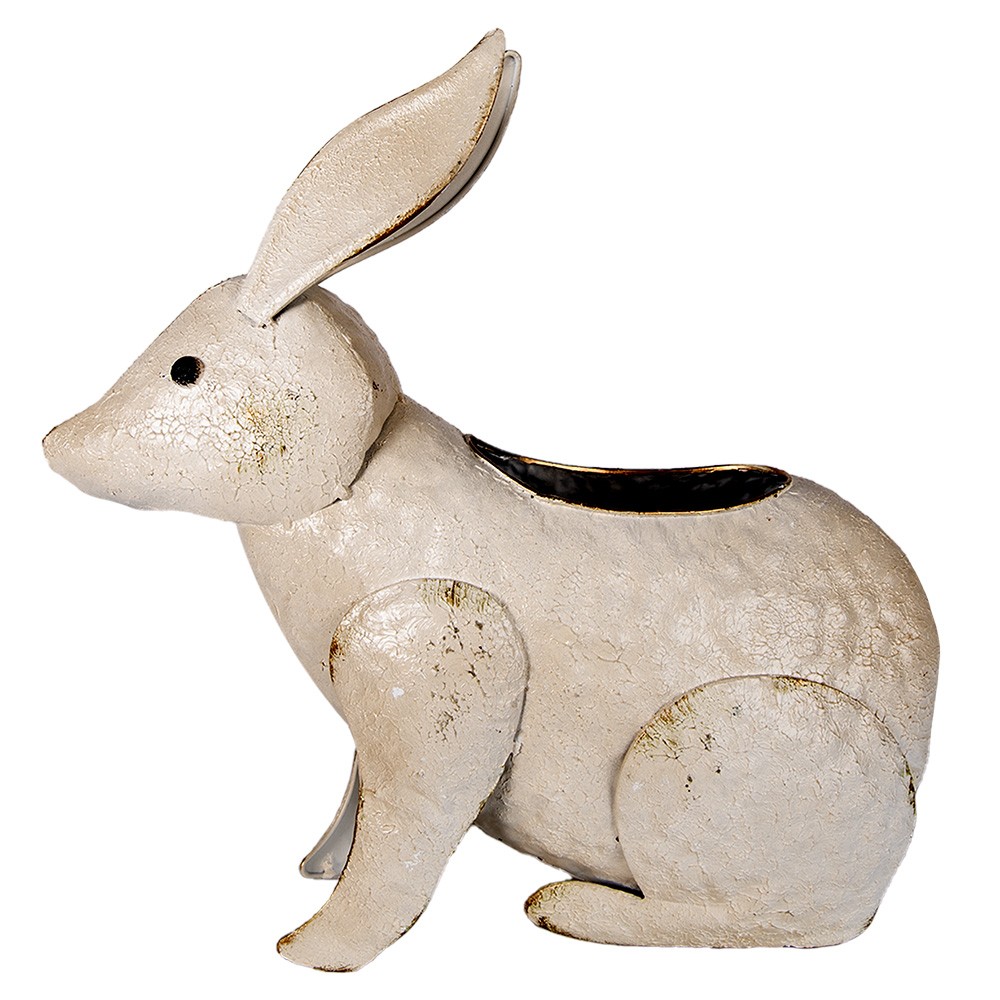 Béžový antik kovový obal na květináč ve tvaru králíka - 40*17*40 cm Clayre & Eef