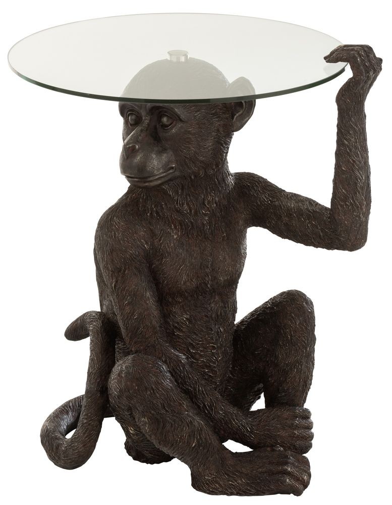 Odkládací kulatý stůl s nohou ve tvaru opice Ape Brown - 52*48*62 cm J-Line by Jolipa