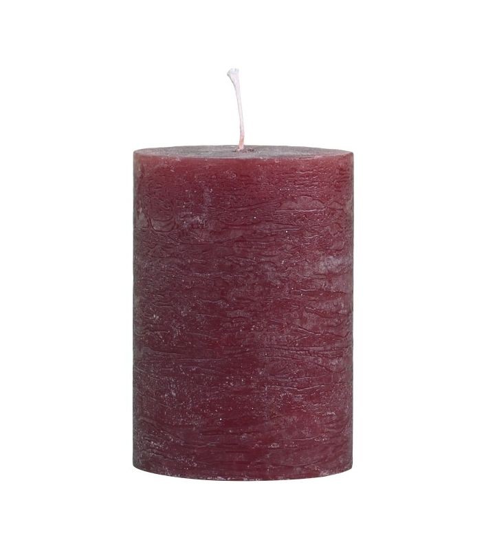 Červená široká svíčka Rustic pillar red - Ø 7*10cm/ 40h Chic Antique