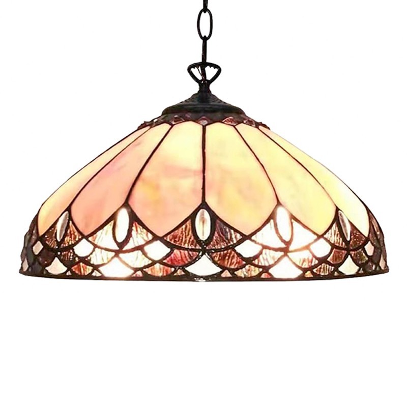 Béžová závěsná stropní lampa Tiffany Franciette - Ø 39 cm E27/max 1*60W Clayre & Eef