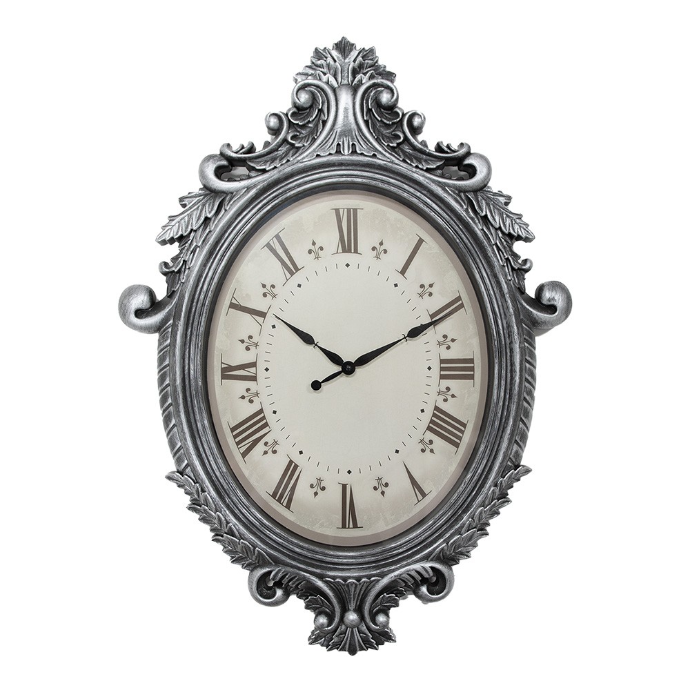Stříbrné antik nástěnné hodiny Evellin - 56*6*76 cm / 1*AA Clayre & Eef