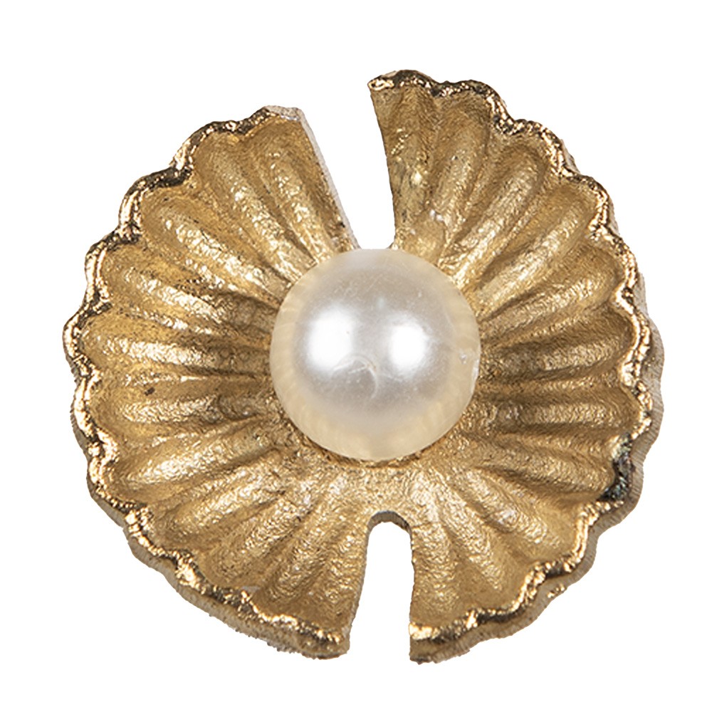 Zlatá antik kovová úchytka s perličkou - Ø 3*6 cm Clayre & Eef