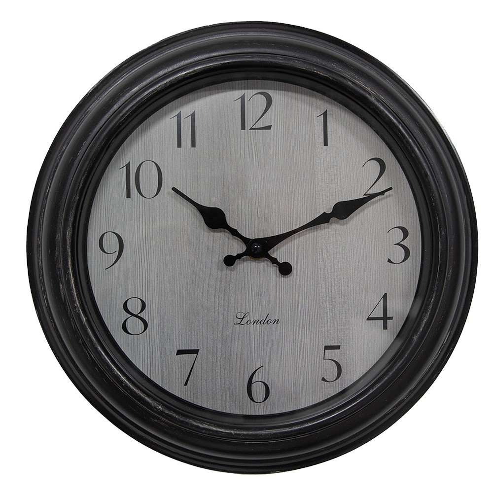 Černošedé nástěnné hodiny London - Ø 30x4 cm Clayre & Eef