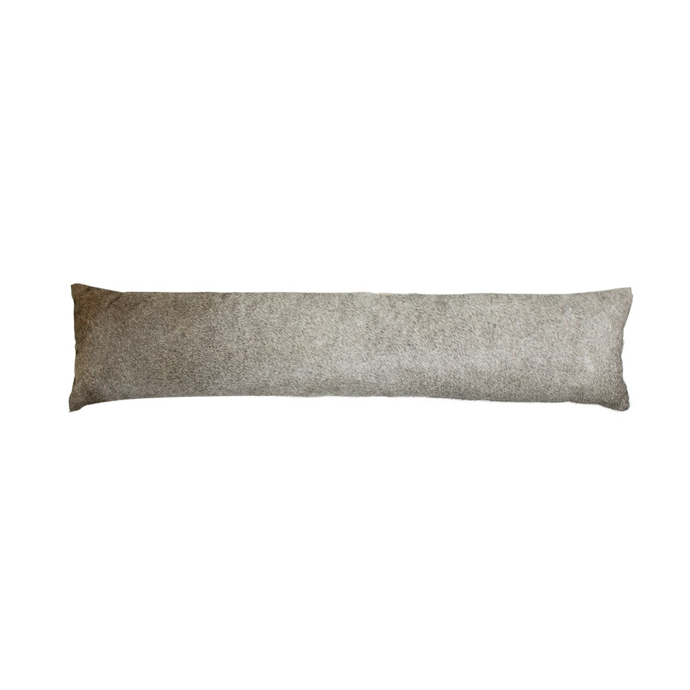 Šedý kožený dlouhý polštář z hovězí kůže Cow grey - 90*20*10cm Mars & More