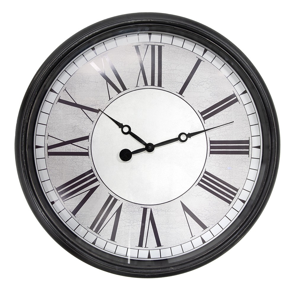 Černé antik nástěnné hodiny - Ø 58*8 cm / 1*AA Clayre & Eef
