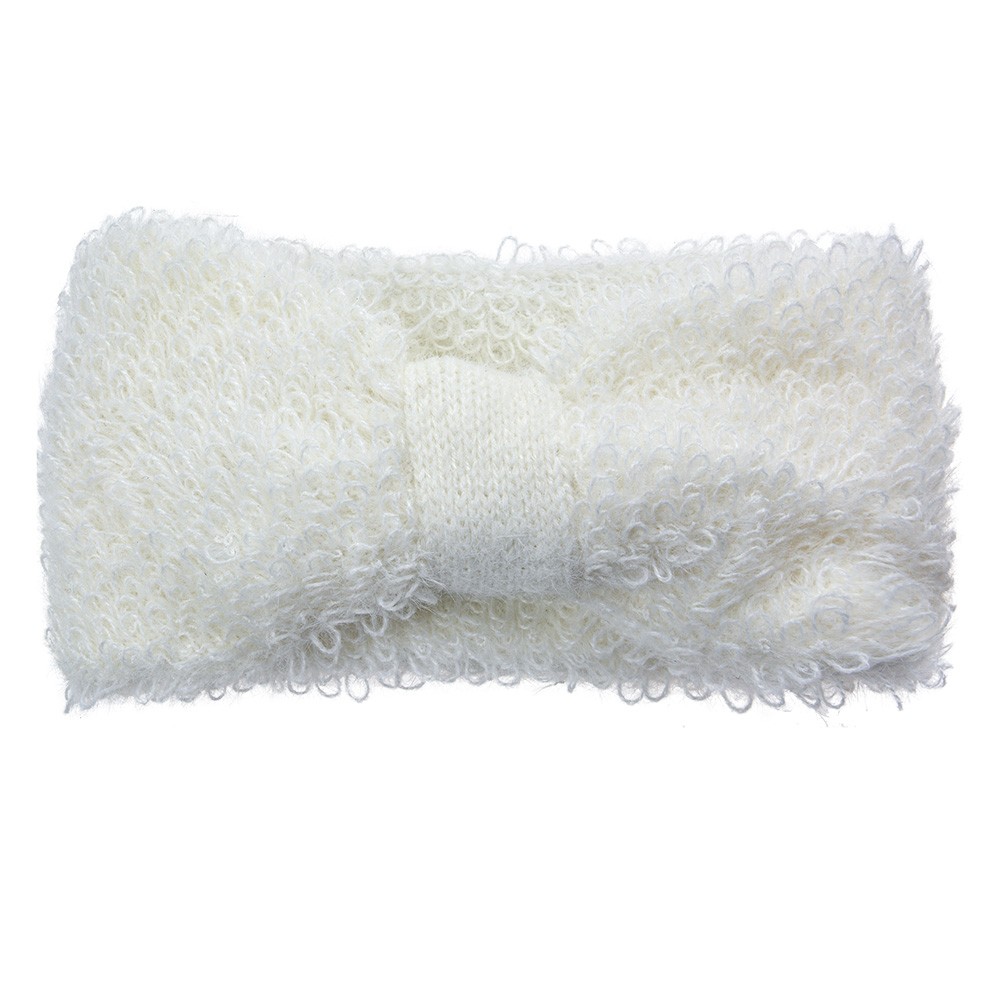 Bílá zimní dámská čelenka - 10*22 cm Clayre & Eef