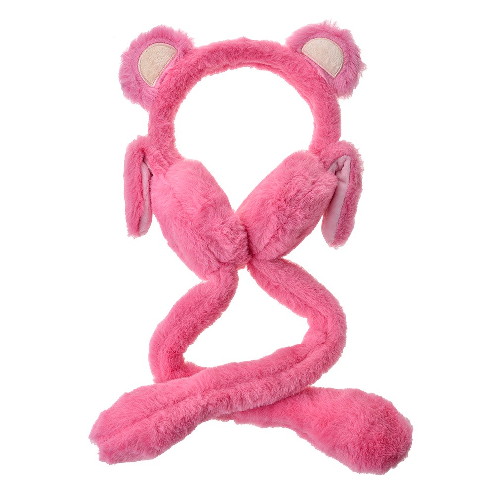 Růžové dětské klapky na uši pohyblivé uši Medvídek Clayre & Eef