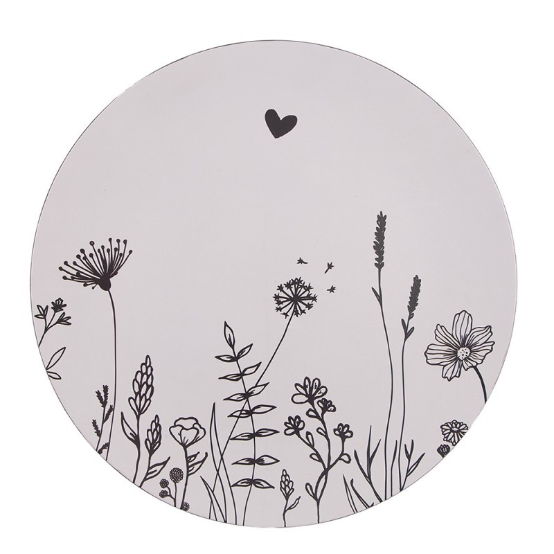 Béžový servírovací talíř s lučními květy Flora And Fauna - Ø 33*1 cm Clayre & Eef