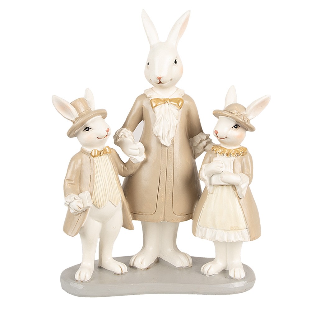 Dekorace béžová králičí mamka s králíčky - 16*8*21 cm Clayre & Eef