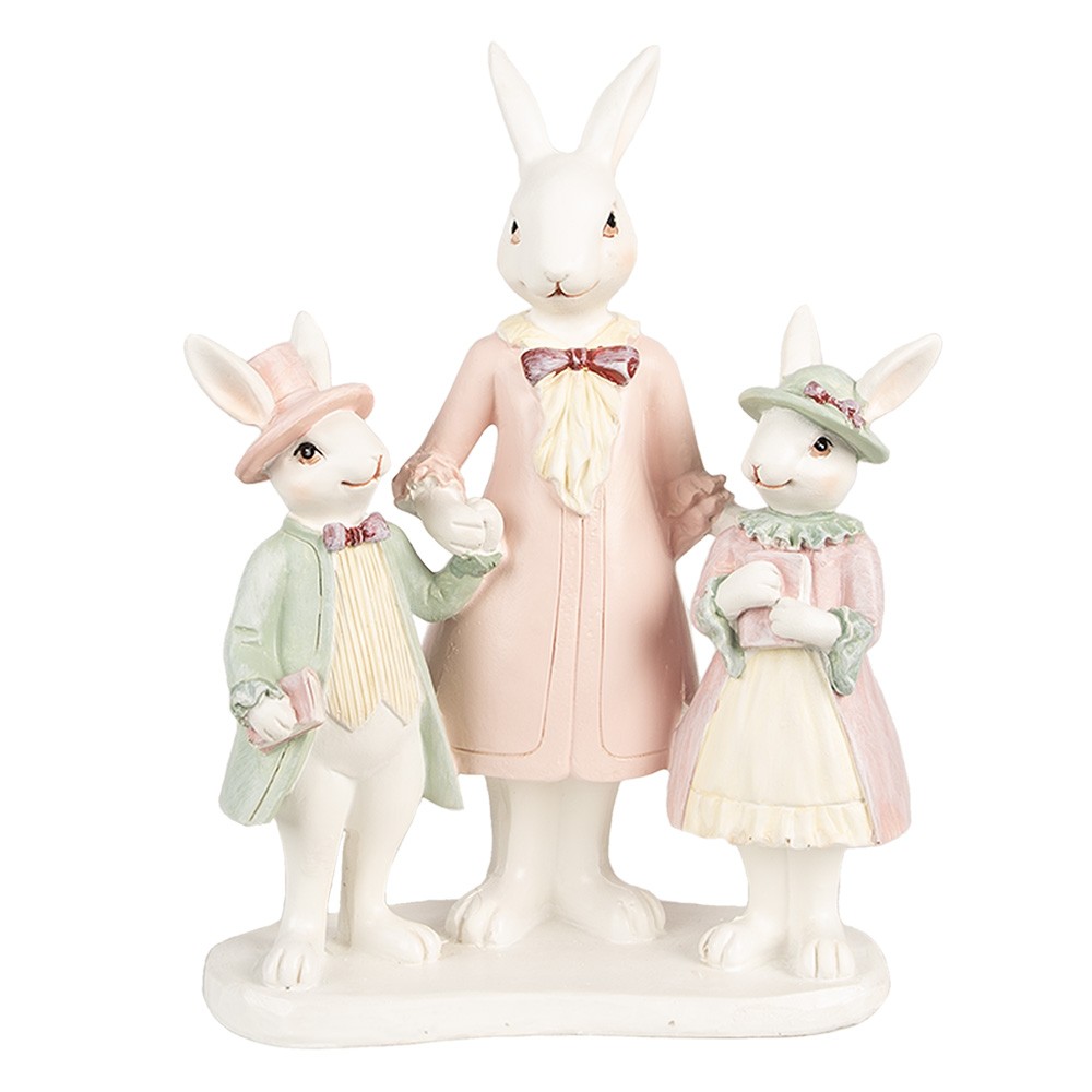 Dekorace růžová králičí mamka s králíčky - 16*8*21 cm Clayre & Eef