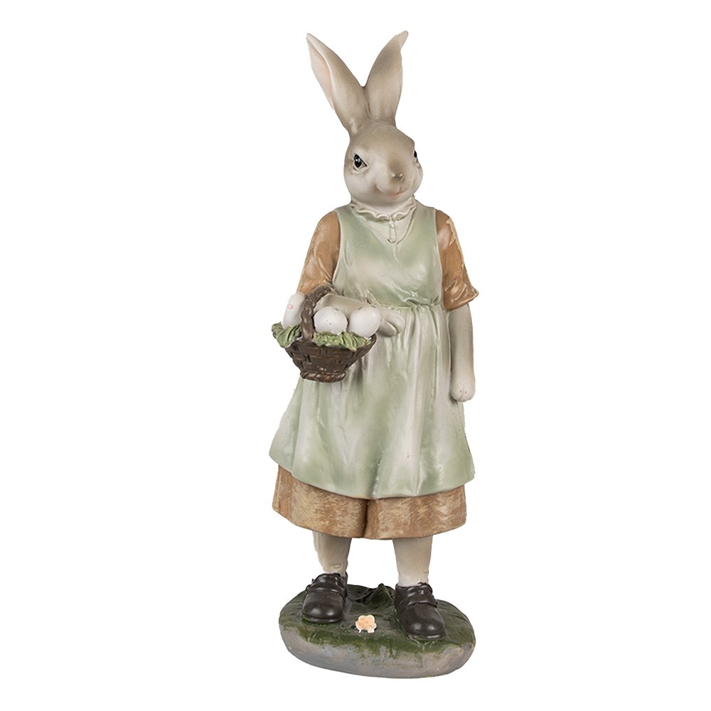 Dekorace králičí mamka s košíčkem vajíček - 9*8*25 cm Clayre & Eef