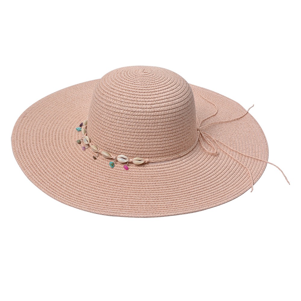 Růžový dámský klobouk s mušličkami Clayre & Eef