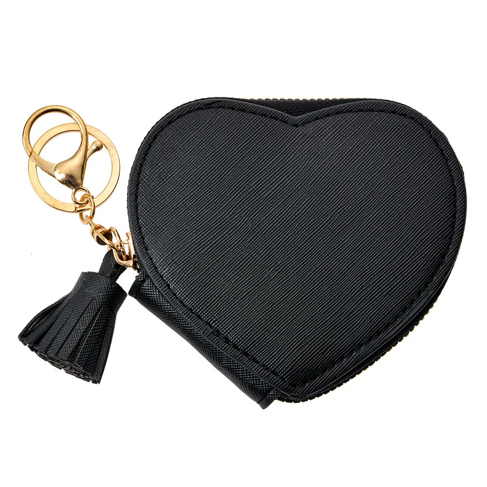 Černá peněženka ve tvaru srdce - 10*10 cm Clayre & Eef
