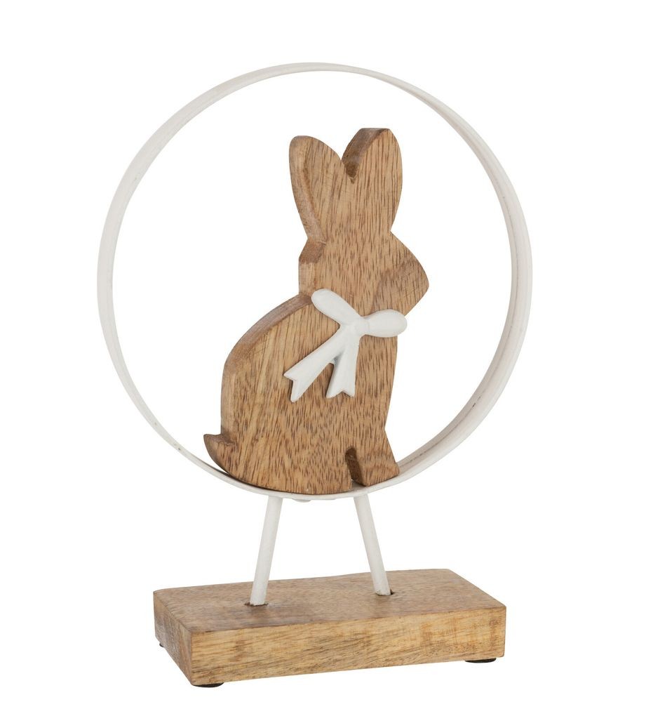 Dřevěná dekorace králíček s mašlí na podstavci - Ø 18*23,5 cm J-Line by Jolipa