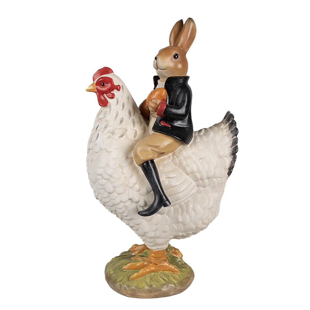Dekorace socha králík sedící na slepičce - 20*16*35 cm Clayre & Eef