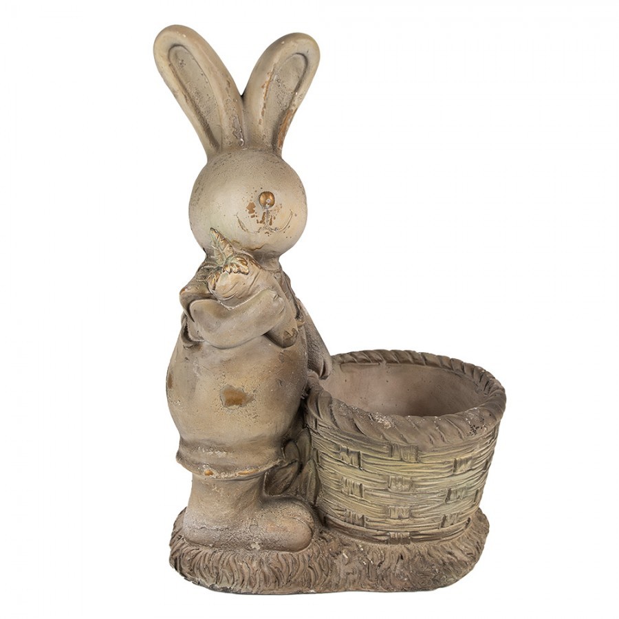 Béžová antik dekorace králík s květináčkem - 38*22*49 cm Clayre & Eef