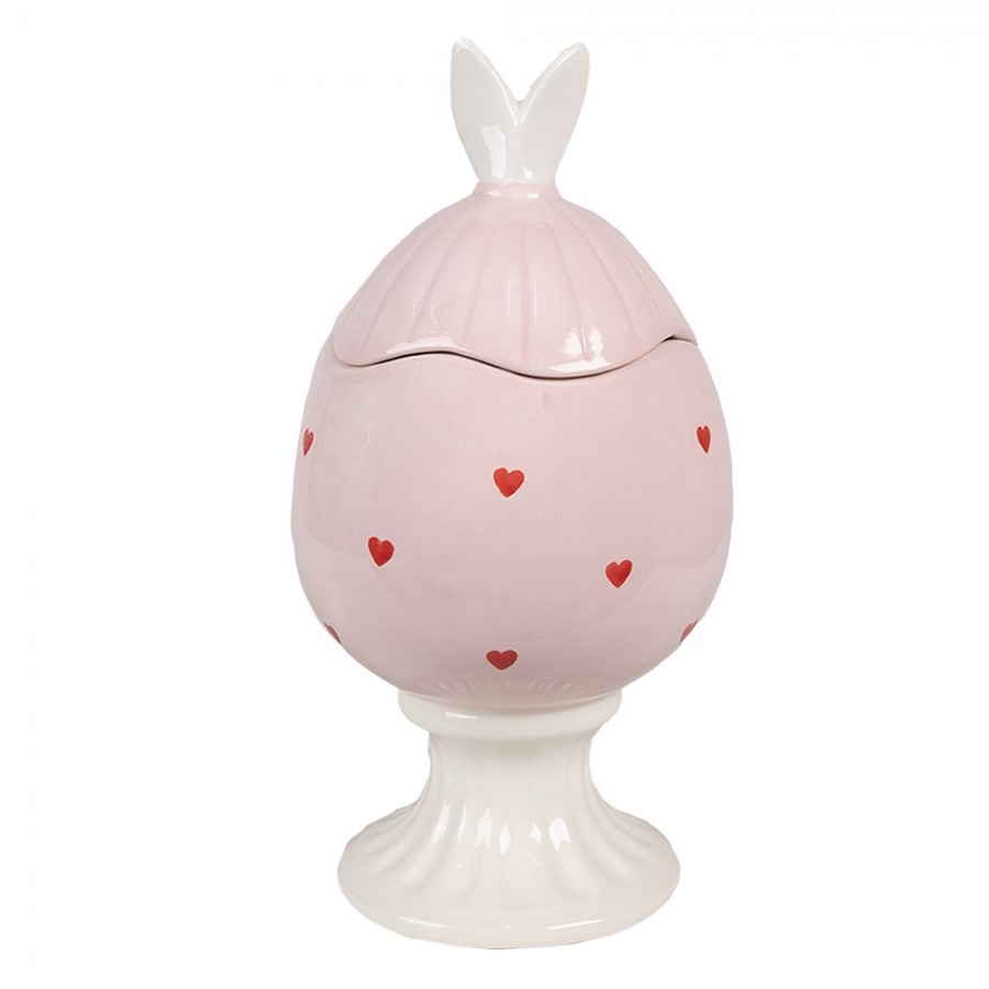 Růžová úložná keramická nádoba ve tvaru vejce - Ø 13*25 cm  Clayre & Eef
