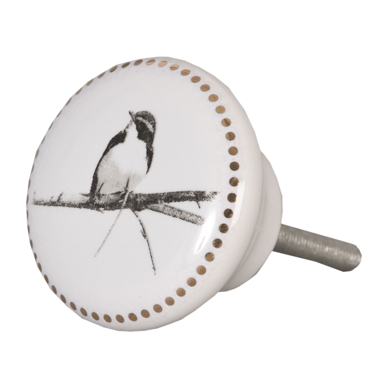 Keramická úchytka s ptáčkem - Ø 4 cm Clayre & Eef